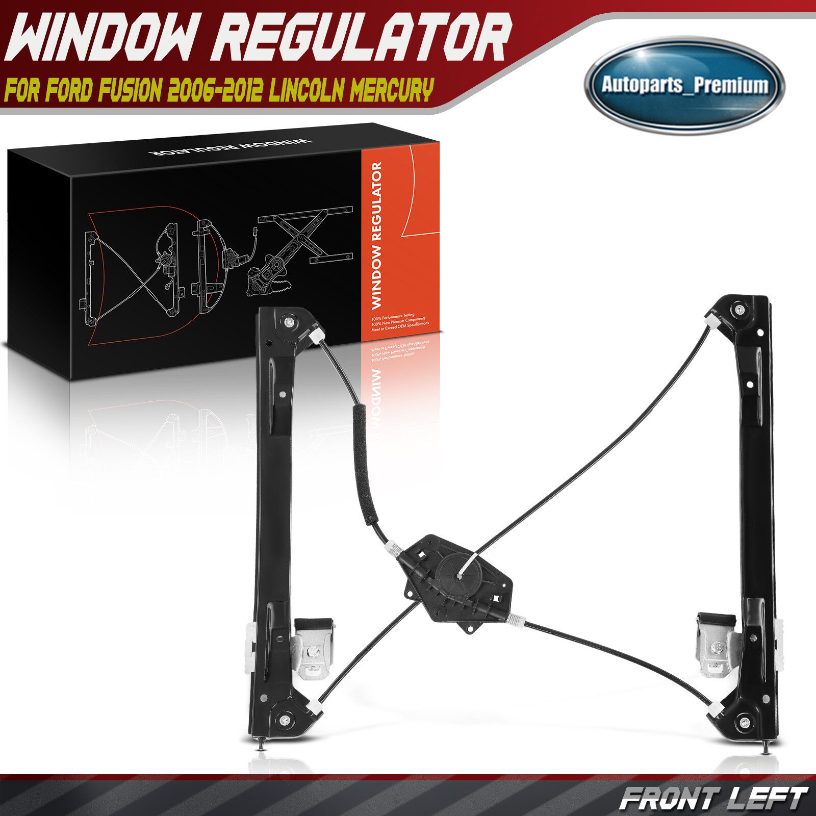 Power Window Regulator for Ford Fusion 06-12 MKZ 07-12 Milan 06-11 Front Driver