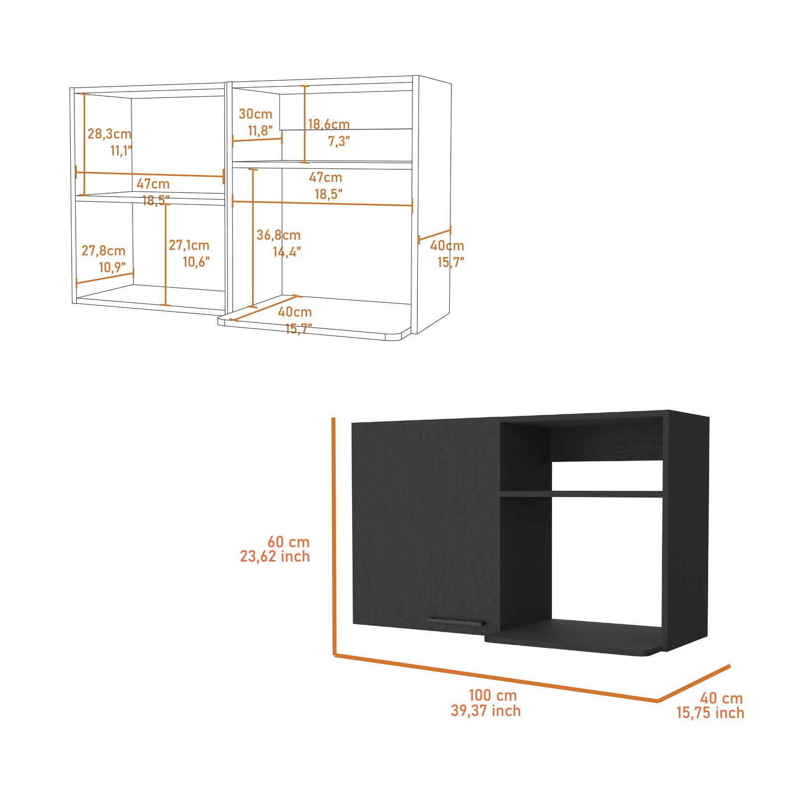 Oklahoma 2 Wall Cabinet, 2 Door Stackable Wall Mounted Storage Cabinet with 2