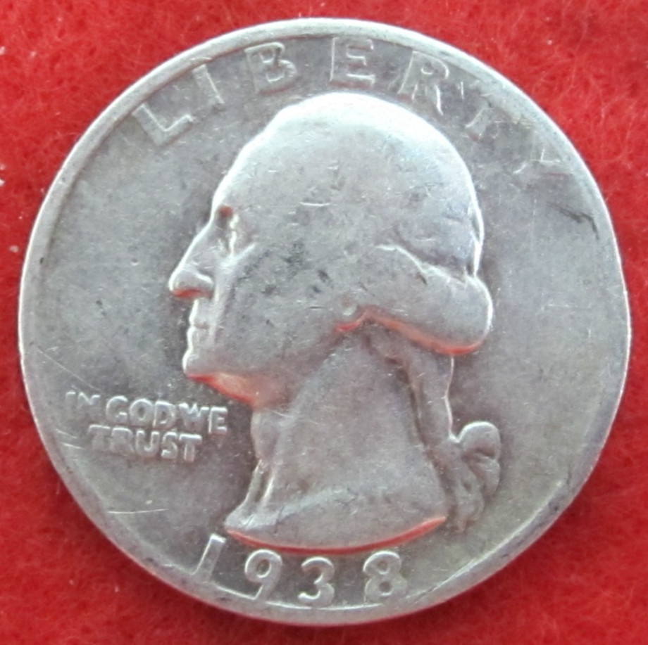 1938 S Washington Silver Quarter - Circulated - Actual Coin L1071