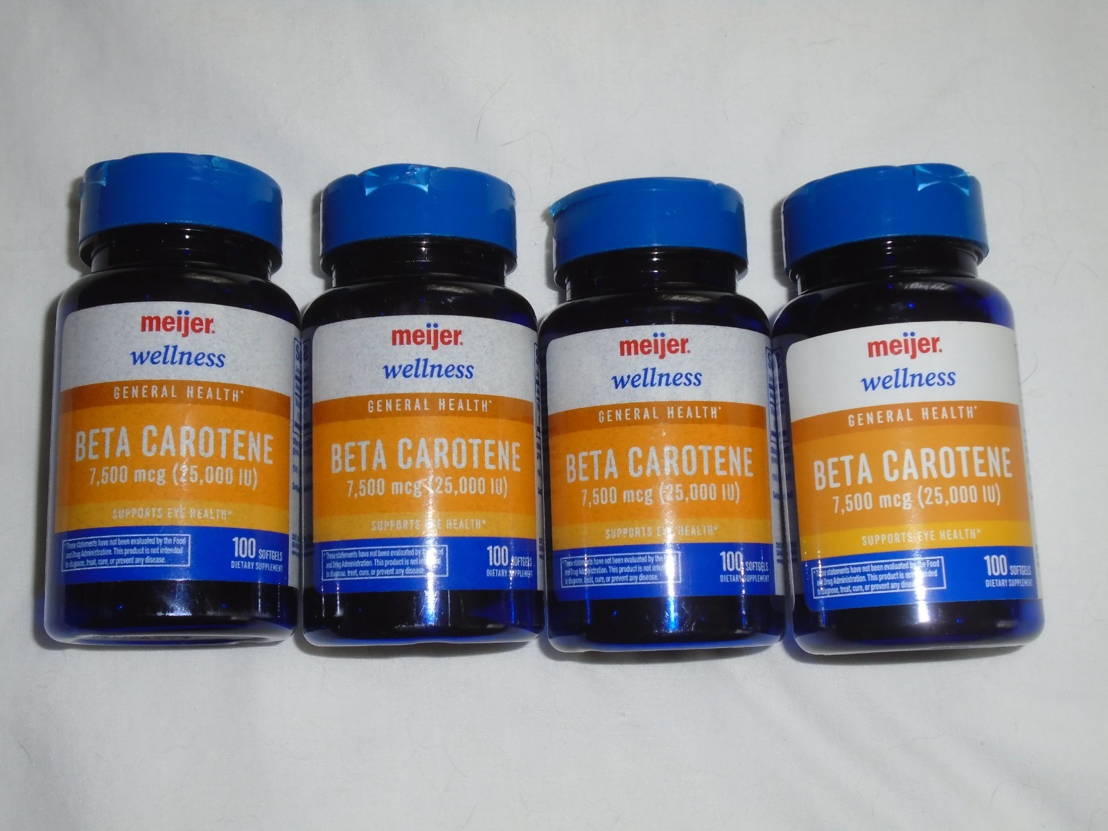 Set of 4 Meijer Wellness Beta Carotene - 100 Soft Gels Each - Exp 2/27 - Sealed