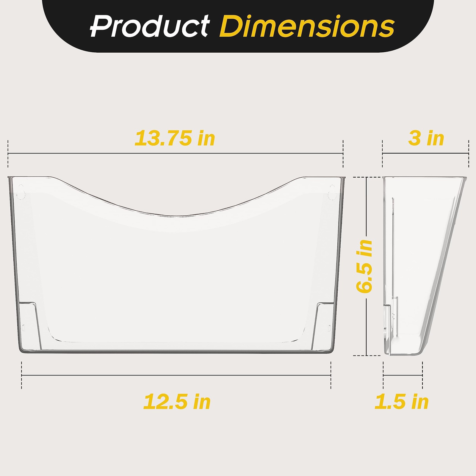 Clear Single Pocket File Holder 3 Pack Hanging Wall Mount Mail Organizer