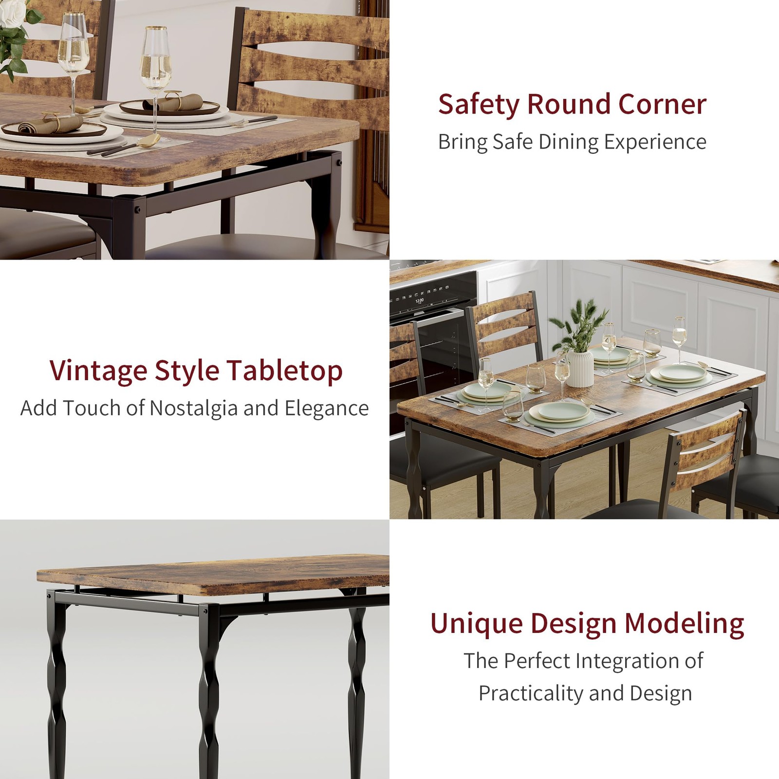 5 Piece Table and Chairs Dining Table Set Kitchen Table for Small Spaces Dinning