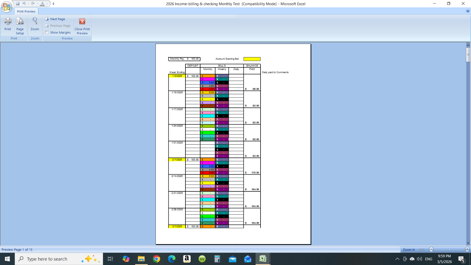 Keep ahead of bills, checkbook register, and bill pay program. Read Description