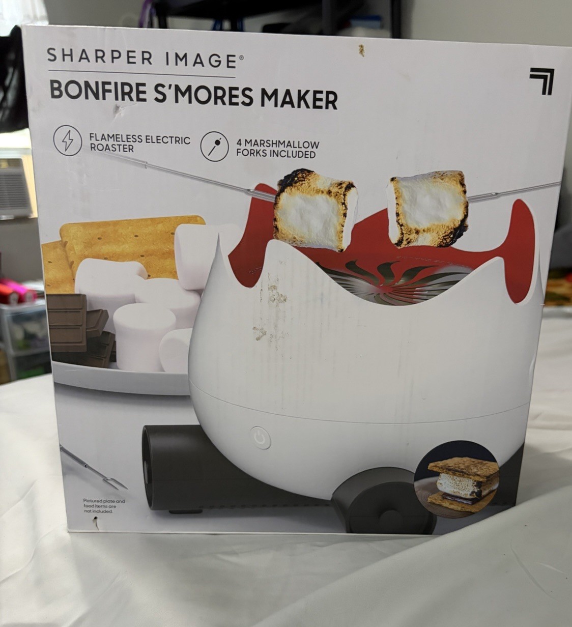 Sharper Image Bonfire S'mores Maker Flameless Electric Stainless Steel + 4 Forks