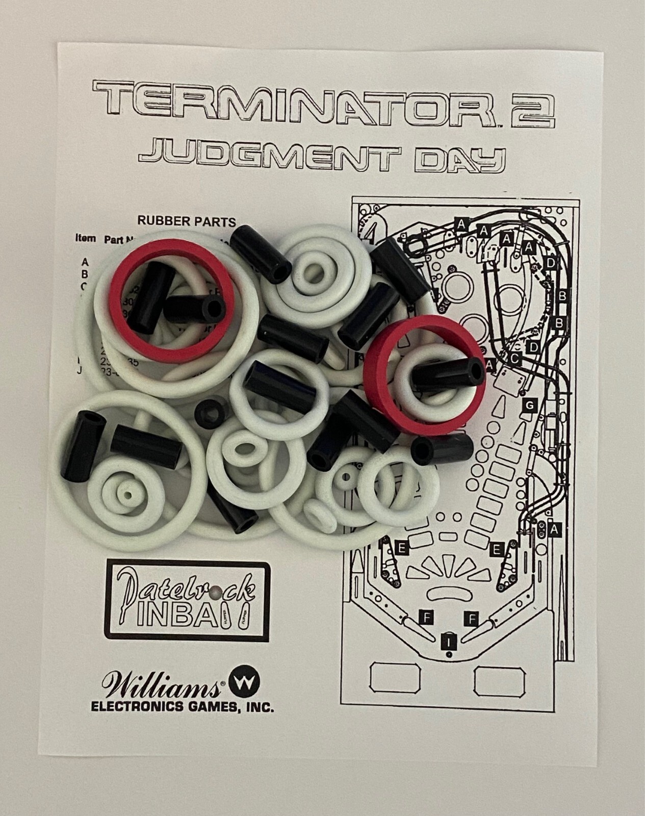 1991 Williams Terminator 2 Pinball Machine Rubber Ring Kit T2