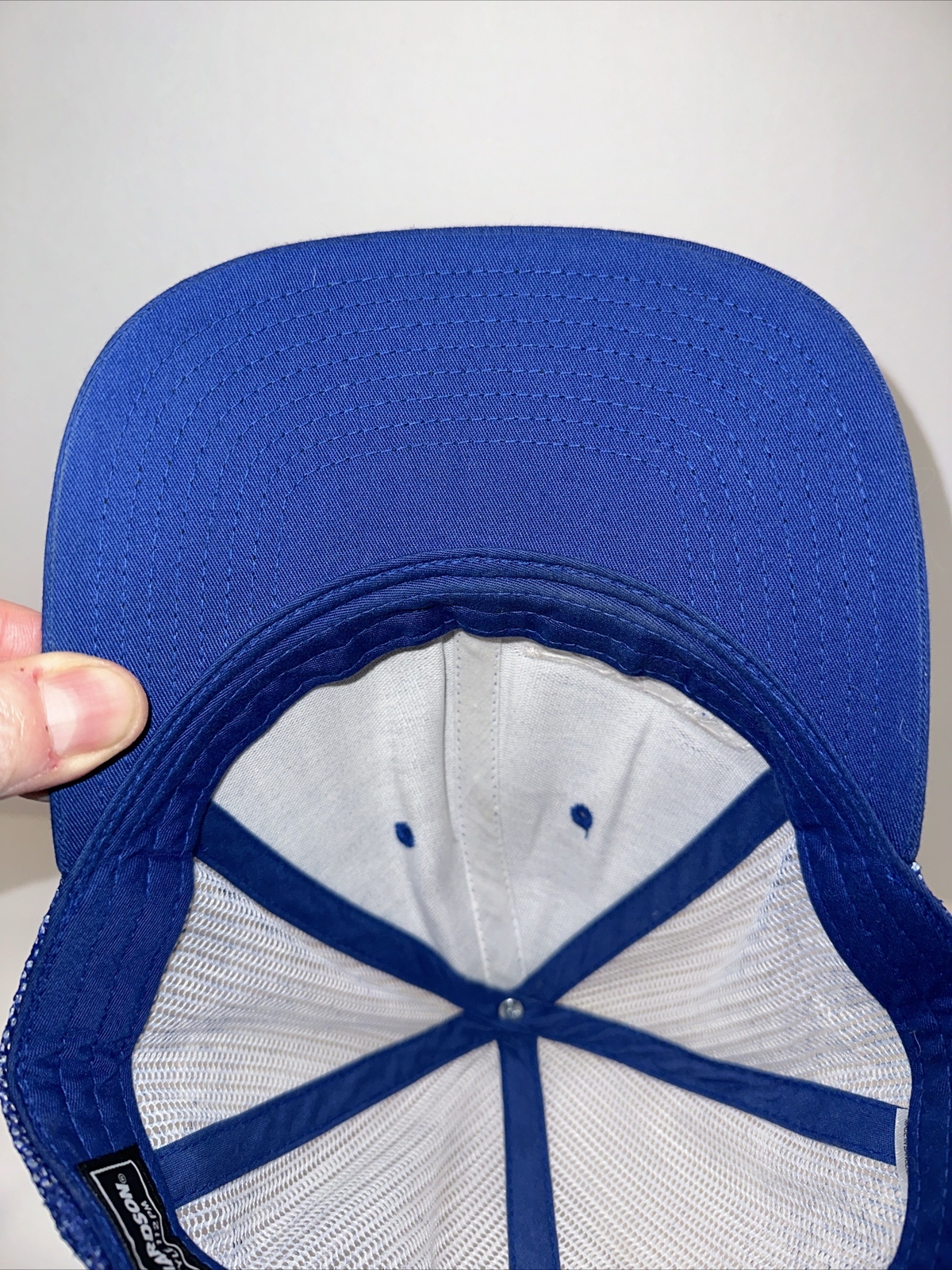 BBB Outdoors Blue White Hat Cap Trucker Fabric Mesh Snapback Richardson 112 pm