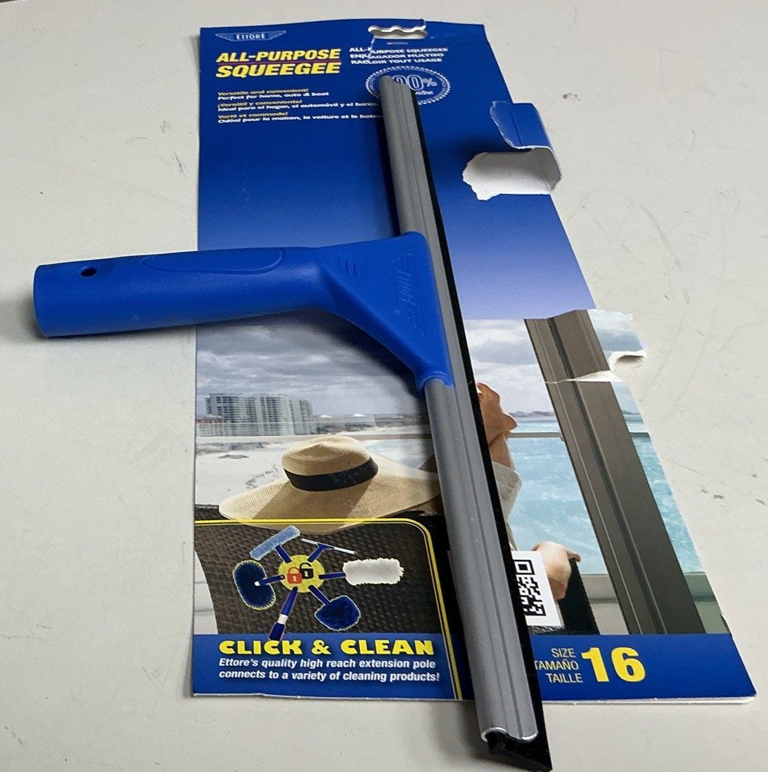 Ettore All-Purpose Window Squeegee Click & Clean Open Box