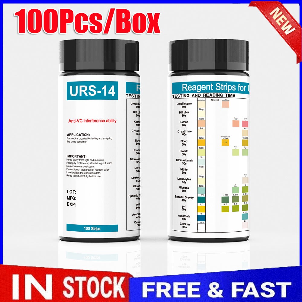 100 Strips 14-in-1 Reagent Urinalysis Strips 14 Parameters Urine Test Strips CW