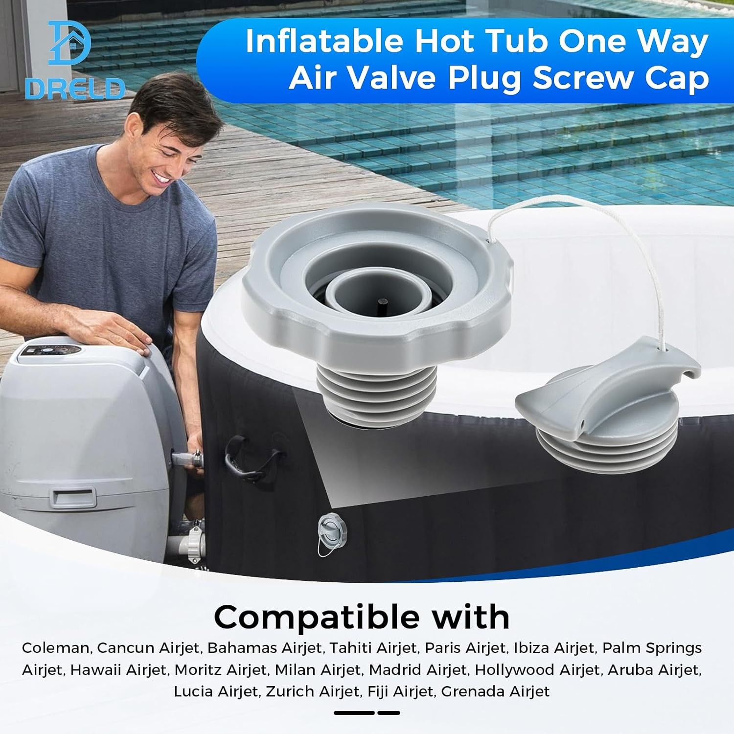 2Pcs One Way Air Valve Cap Set for Coleman Saluspa Lay Z Spa Inflatable Hot Tubs