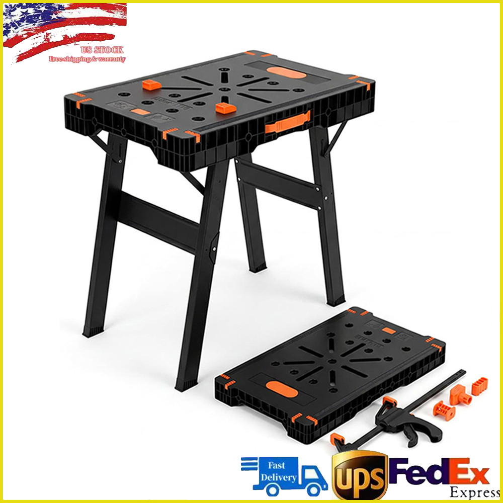2-in-1 Folding Work Table & Sawhorse  300 Lbs Load Capacity Portable Workbench