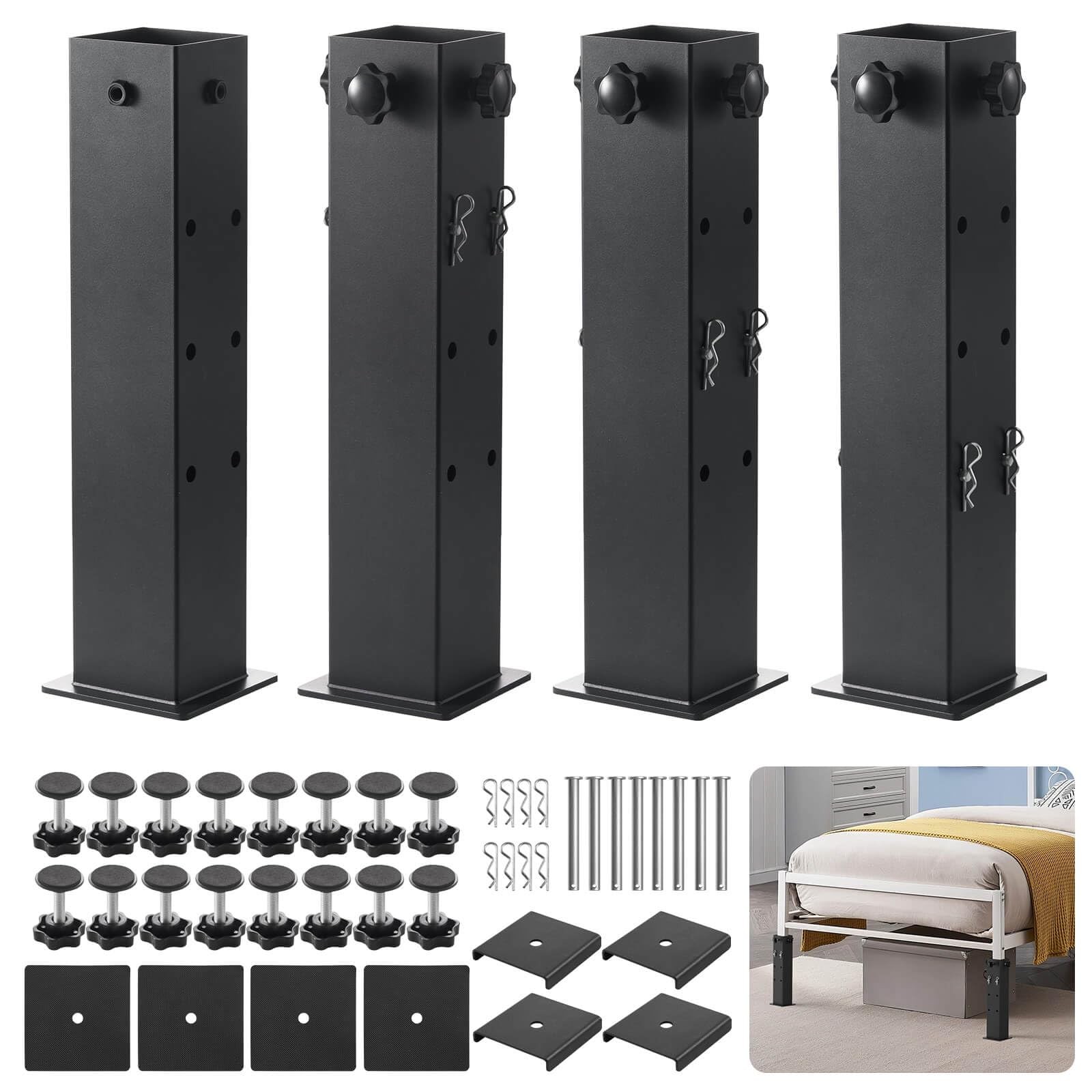 Heavy-Duty College Dorm Bed Risers with 0.16 Reinforced Base-17.42 LB, Adjustabl