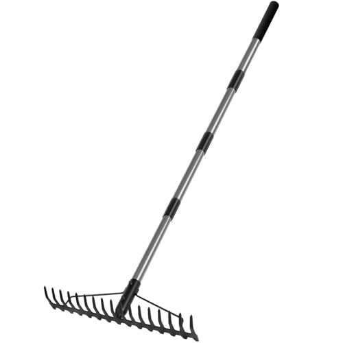 5.4FT Bow Rake Heavy Duty Garden Rake with Stainless Steel Handle, 17 Steel