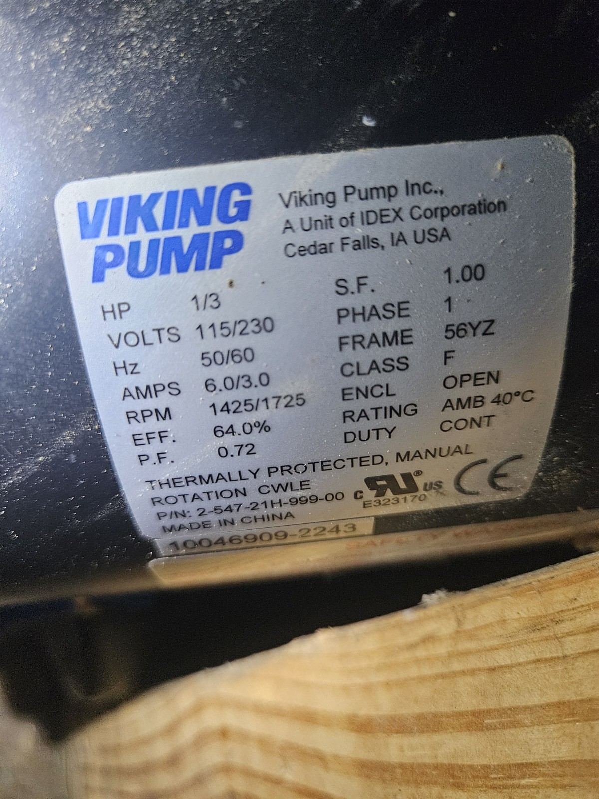 Pitco 60143510 Replacement Viking Pump/Motor Assembly 8GPH