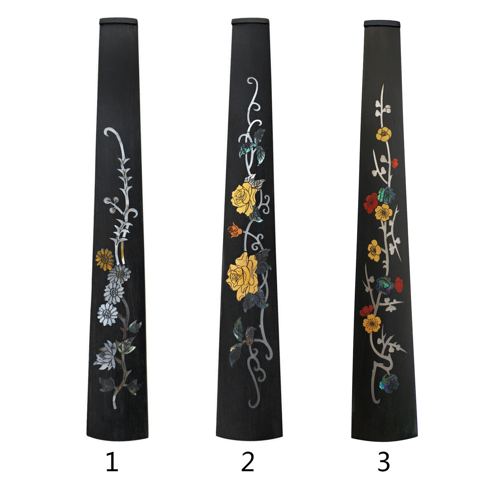 1x Violin 4/4 ebony fingerboard Inlaid Flower Fretboard Parts Natural Wood Color