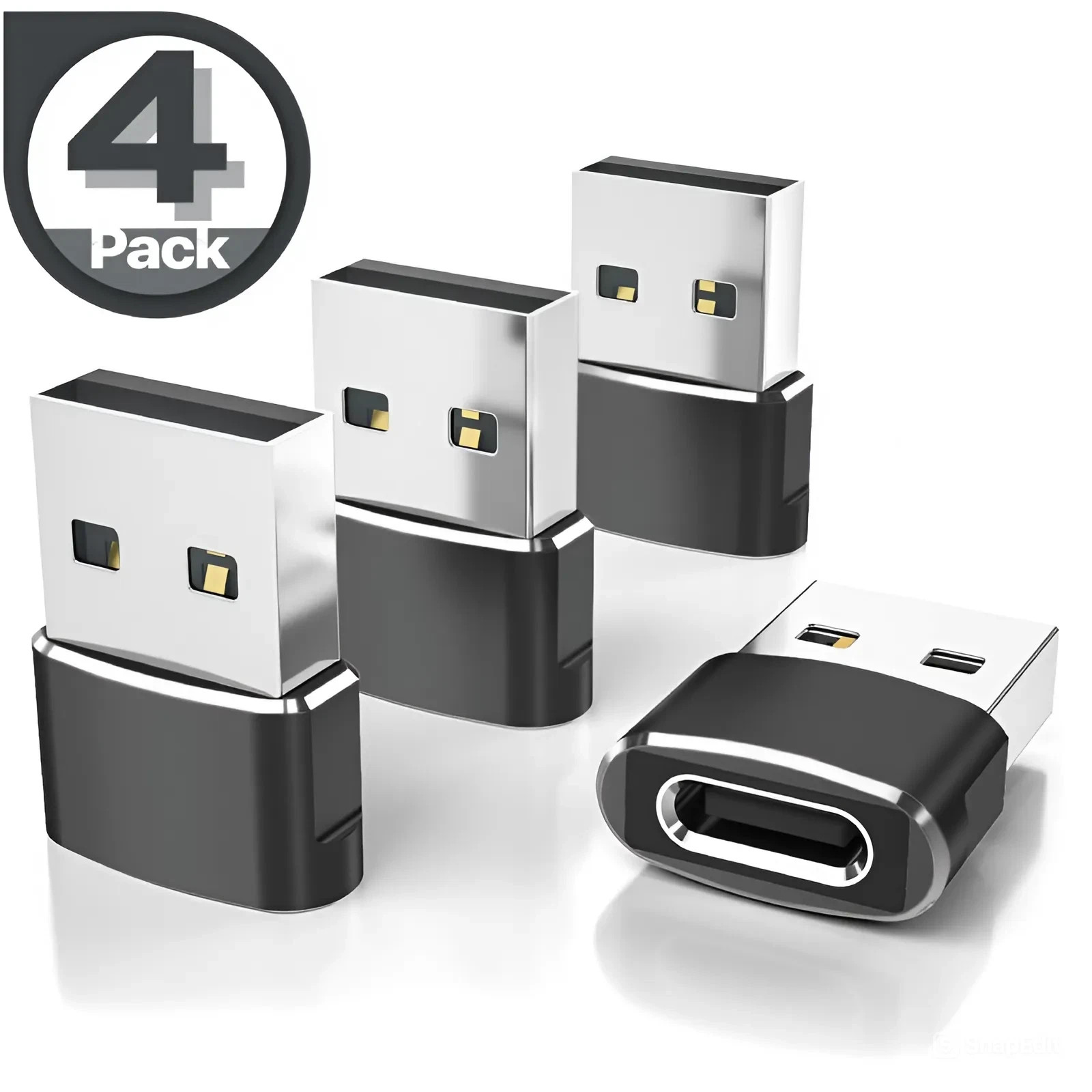 4 PACK USB to USB C Adapter Type-C Female to A Male OTG Converter Car Charger US