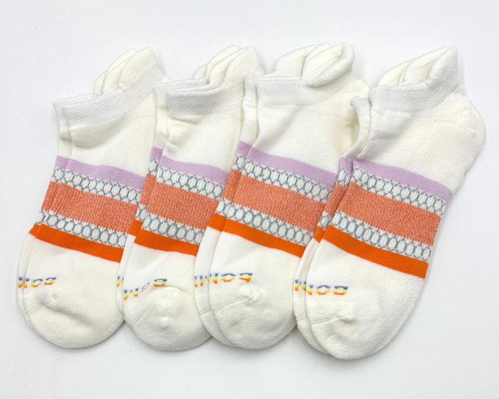 4 Pairs Women's Cushion Stripes Ankle socks Athletic Size Large 11-13 BOMBAS