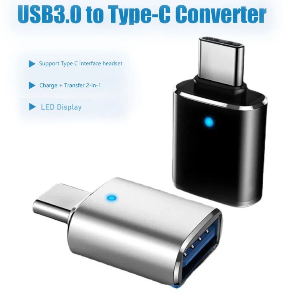LED USB-C 3.1 Male to USBA Female Adapter Converter OTG Type C Android Phone LOT
