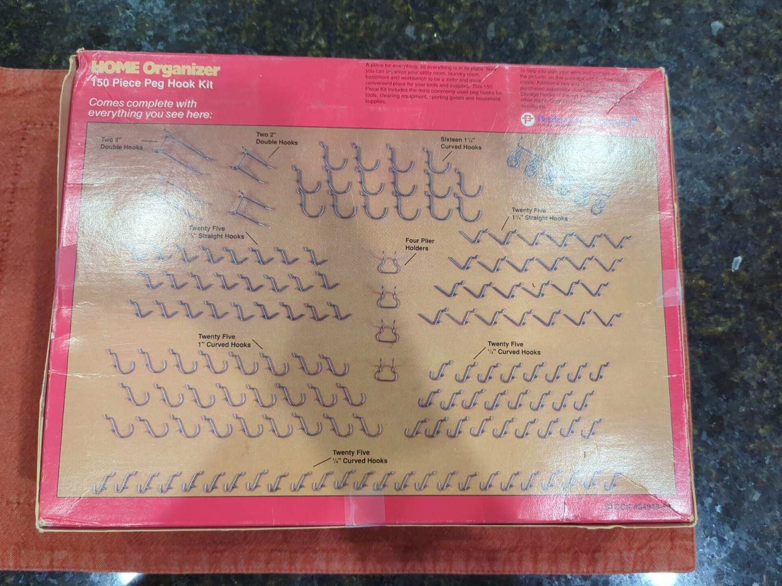 Vtg Home Organizer Peg Hook Kit 150 Piece Set