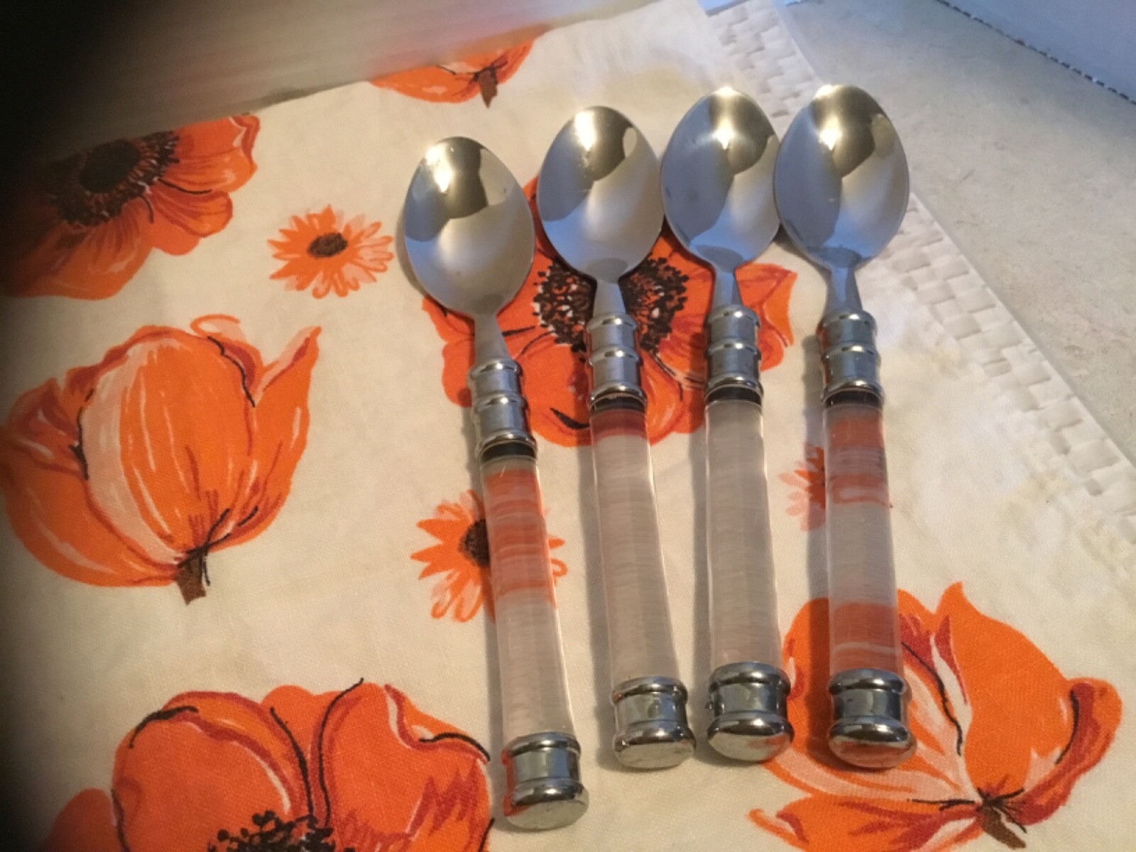 Vintage Clear Lucite Handle Stainless Flatware Assorted 17 Pcs. (Replacement)