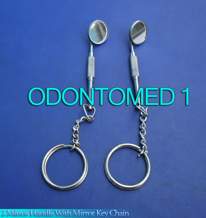2 Mirror Handle With Mirror Key Chain Surgical Dental Instruments