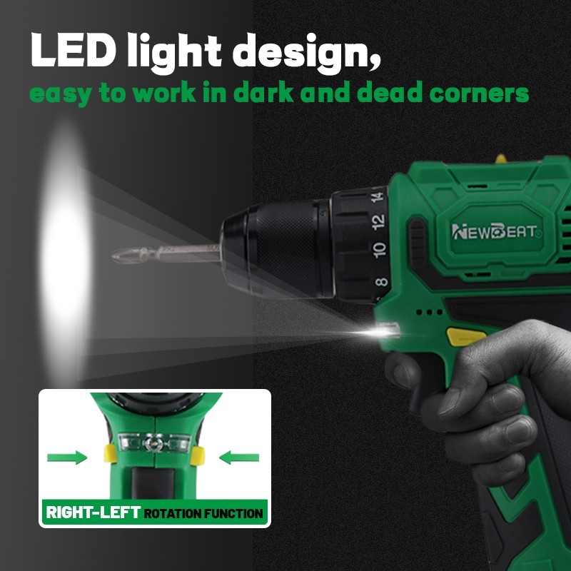 Brushless 12V Cordless Drill Driver 18+1 Setting Variable Speed 2 Batteries Char
