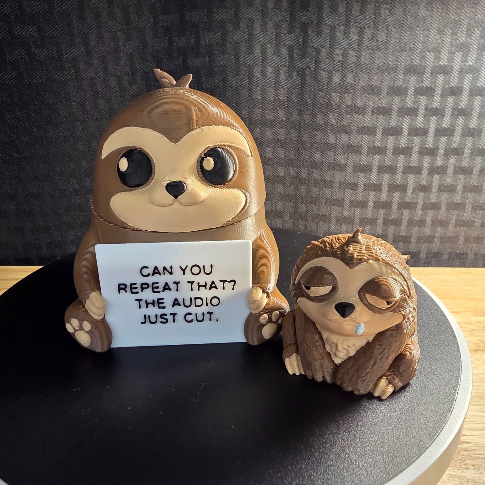 Unbothered Sloth, Totally Fine Crew Desk Buddy Approx. 3" tall, 3D Printed Items