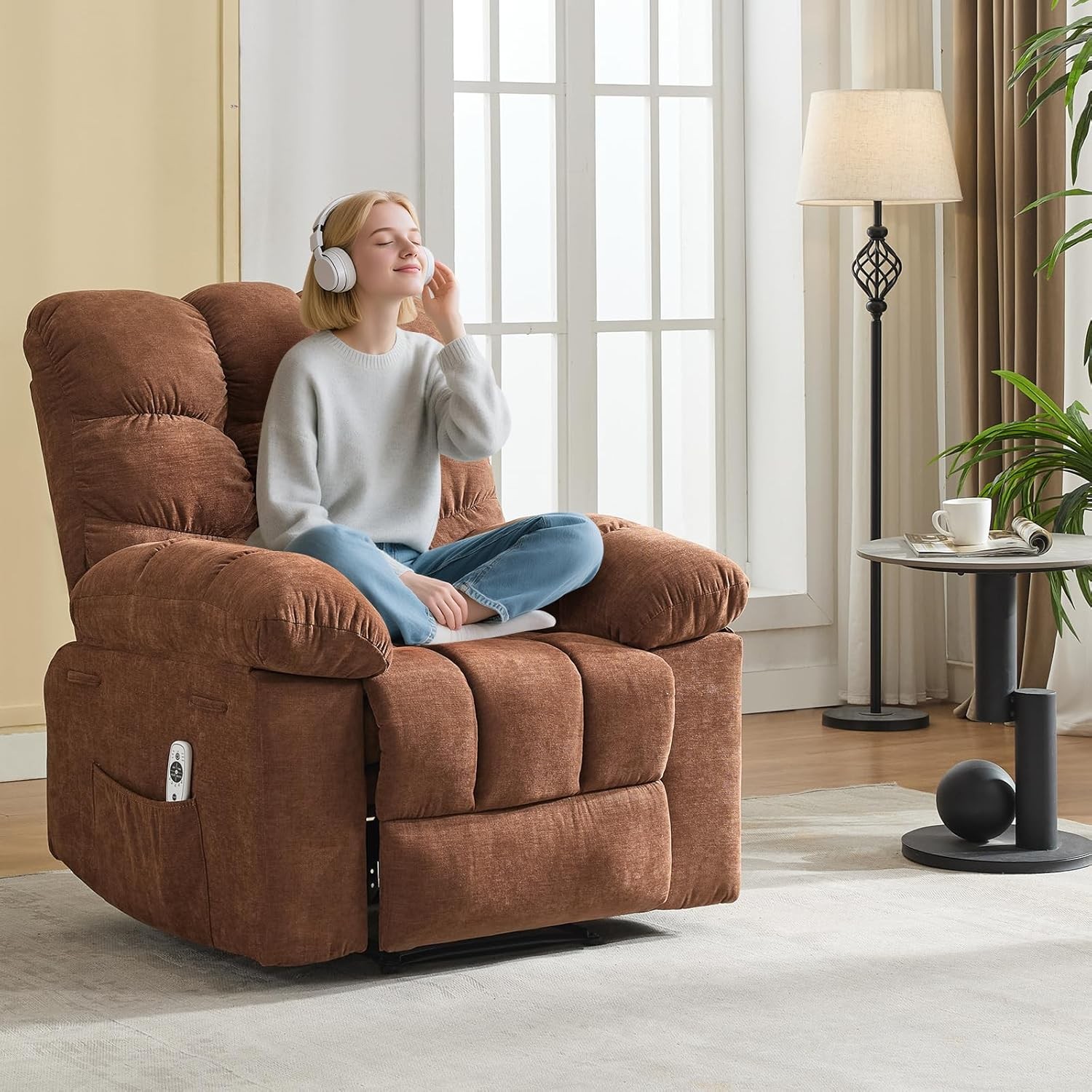 Massage Recliner Chair Rocker Chair Rocker Chair Heat Fabric Reclining Chair NEW