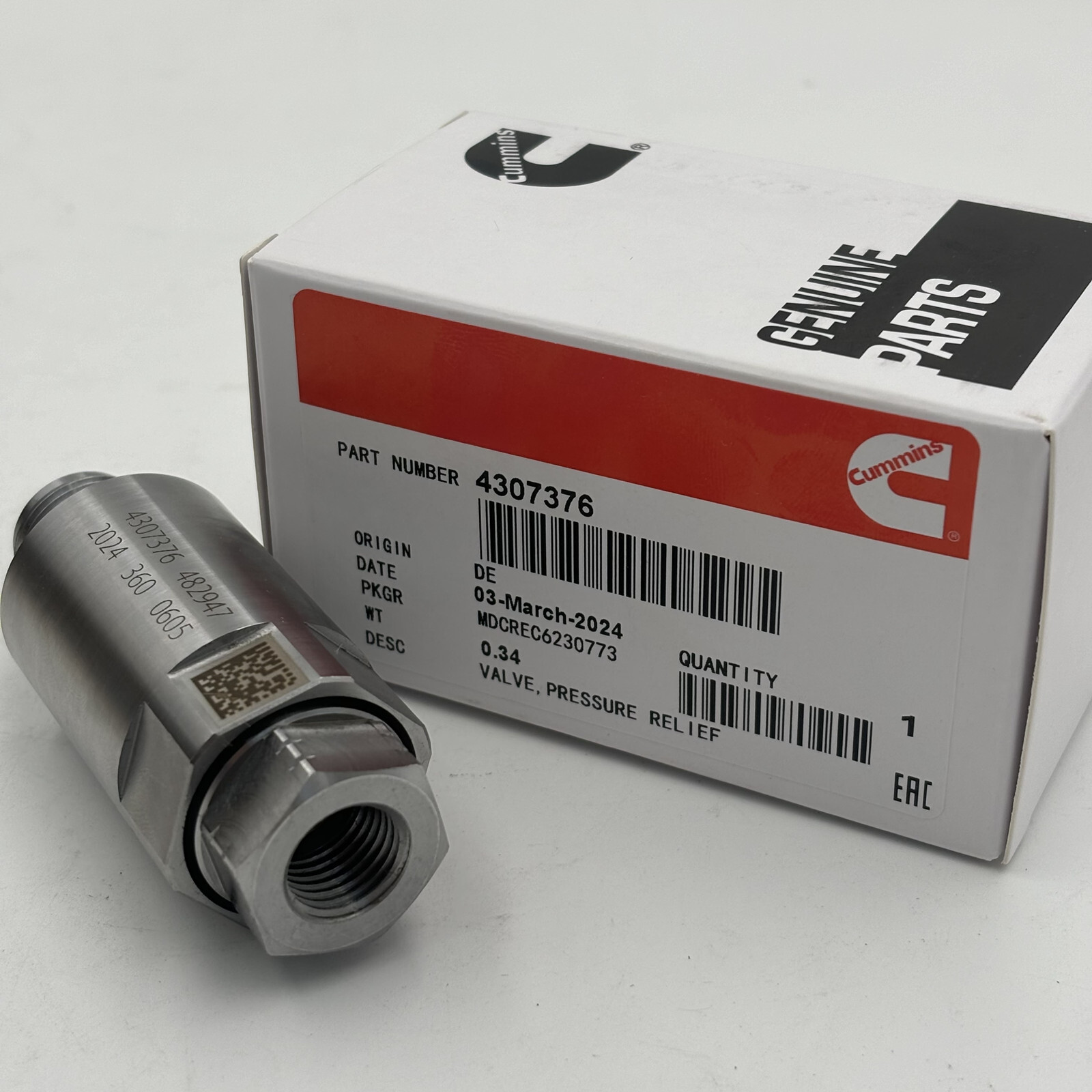 NEW OEM 4307376 Pressure Relief Valve Fits For Cummins