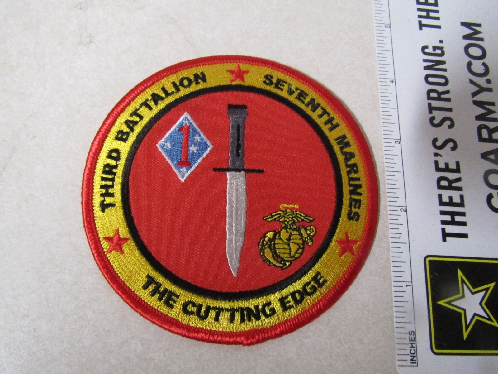 MILITARY PATCH SEW ON OLDER SEVENTH MARINES THIRD BATTALION THE CUTTING EDGE