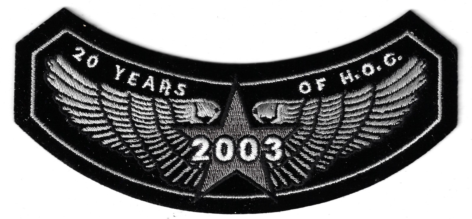 Harley Davidson Owners Group 2003 Membership H.O.G. Rocker Patch 6" wide Velvet