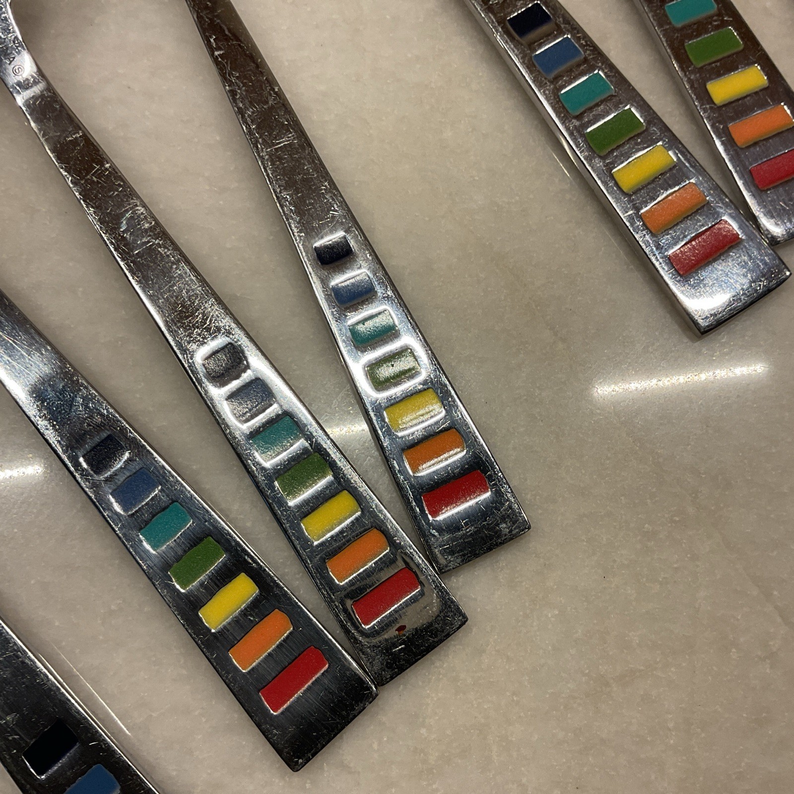 Fiesta Celebration Cambridge Masquerade Rainbow Flatware 17 Pieces Scratches