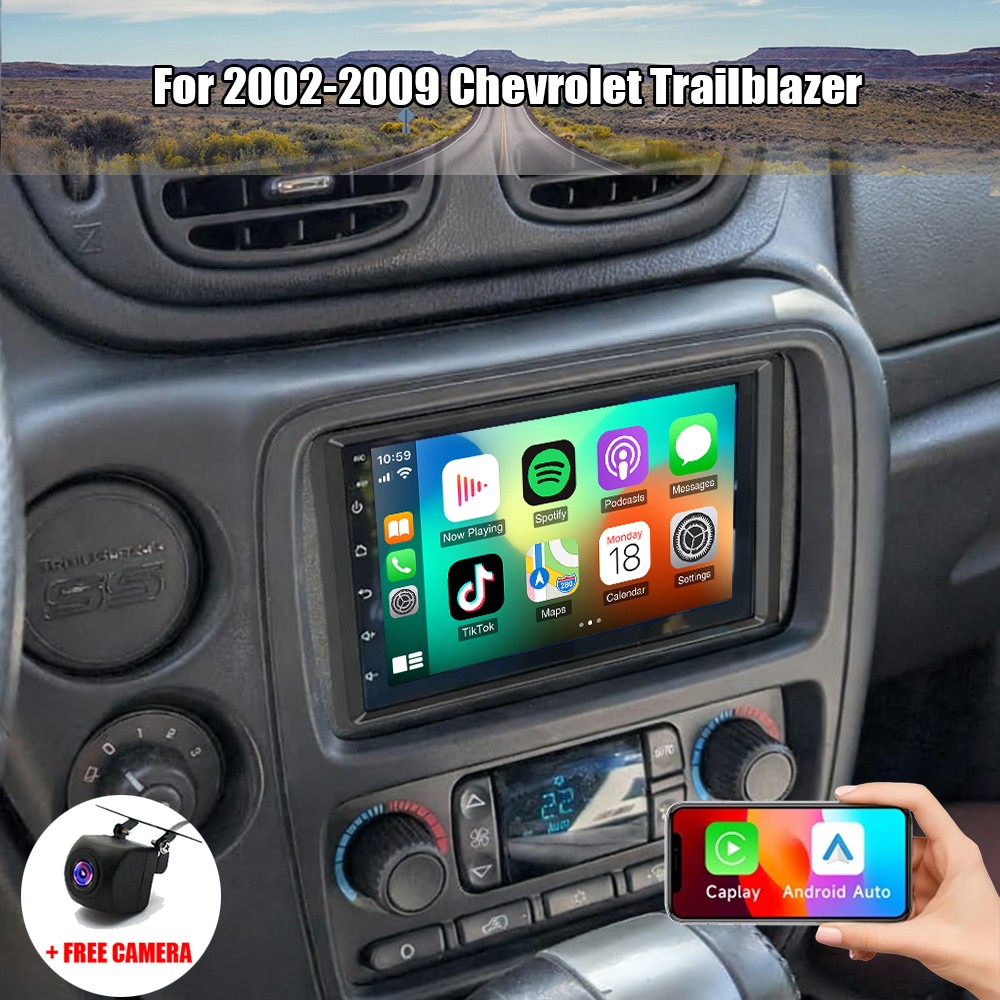 7" Apple Carplay Car Stereo Radio FM GPS For 2002-2009 Chevrolet Trailblazer