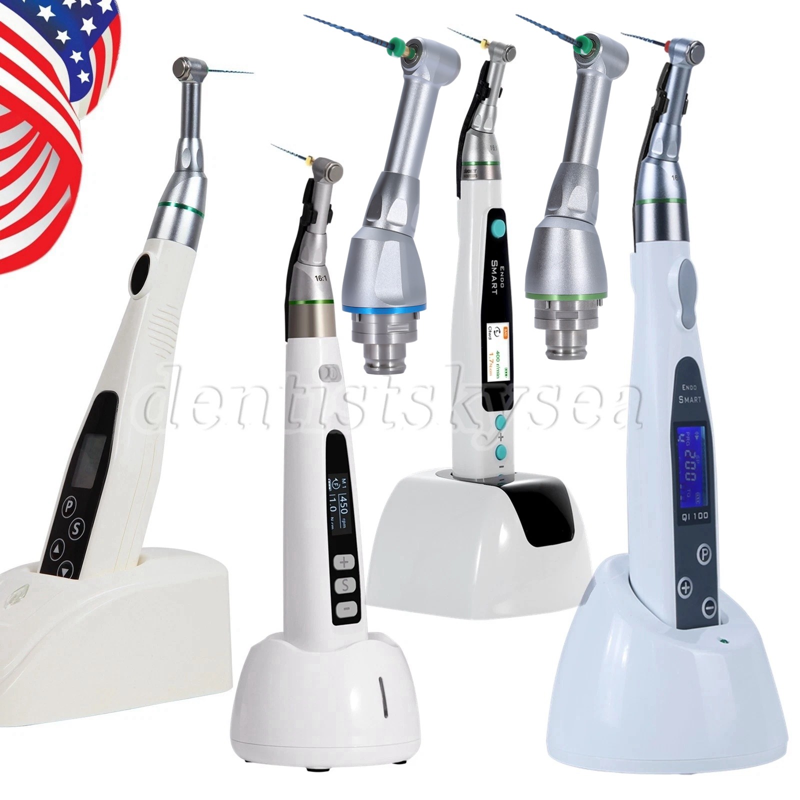 Wireless Dental LED Endo Motor 16:1 Contra Angle 1:1/16:1 Contra Angle head Mini