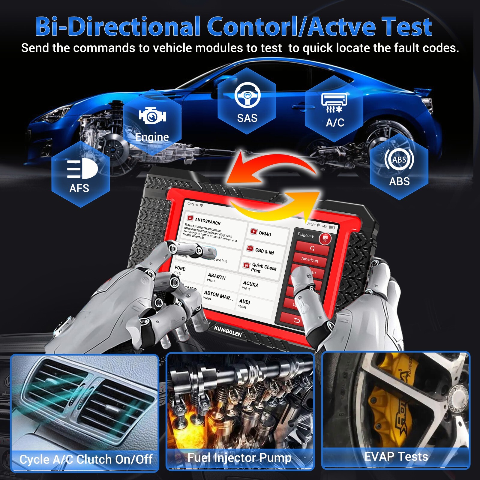 KINGBOLEN K7 OBD2 Scanner Full System Car Diagnostic Tool Code Reader ECU Coding