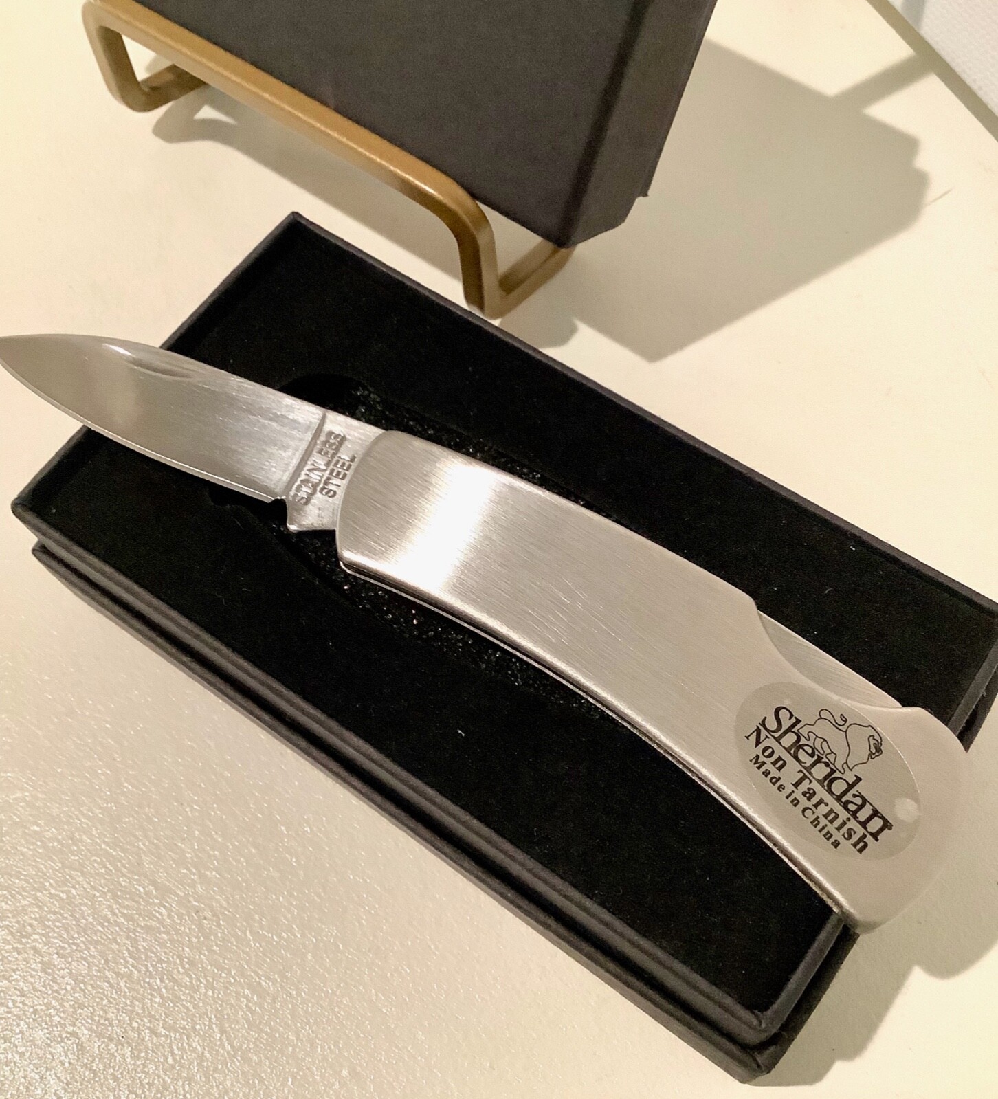 Pocketknife Stainless Steel Non-Tarnish Single Blade Engravable Fishing Gift