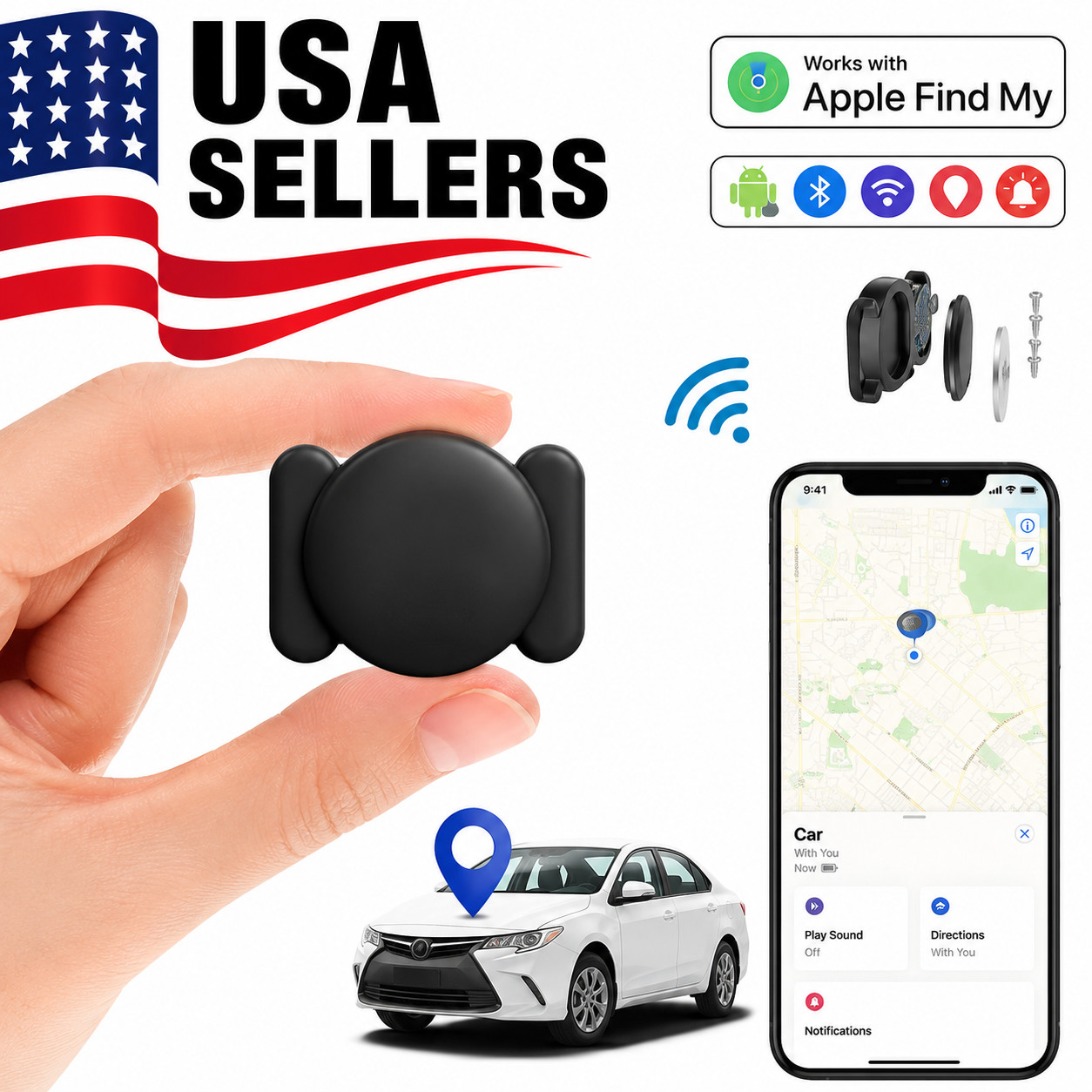 GPS Tracker for Vehicles Car Tracking Device,Mini Hidden for iPhone Android