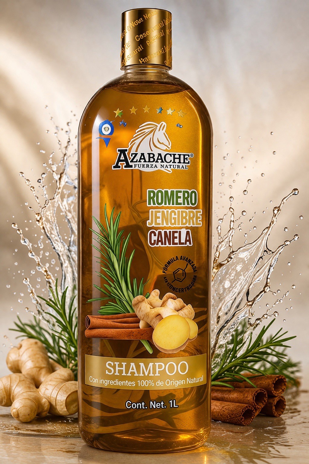 AZABACHE Shampoo, Cinnamon, Ginger, Rosemary 1L