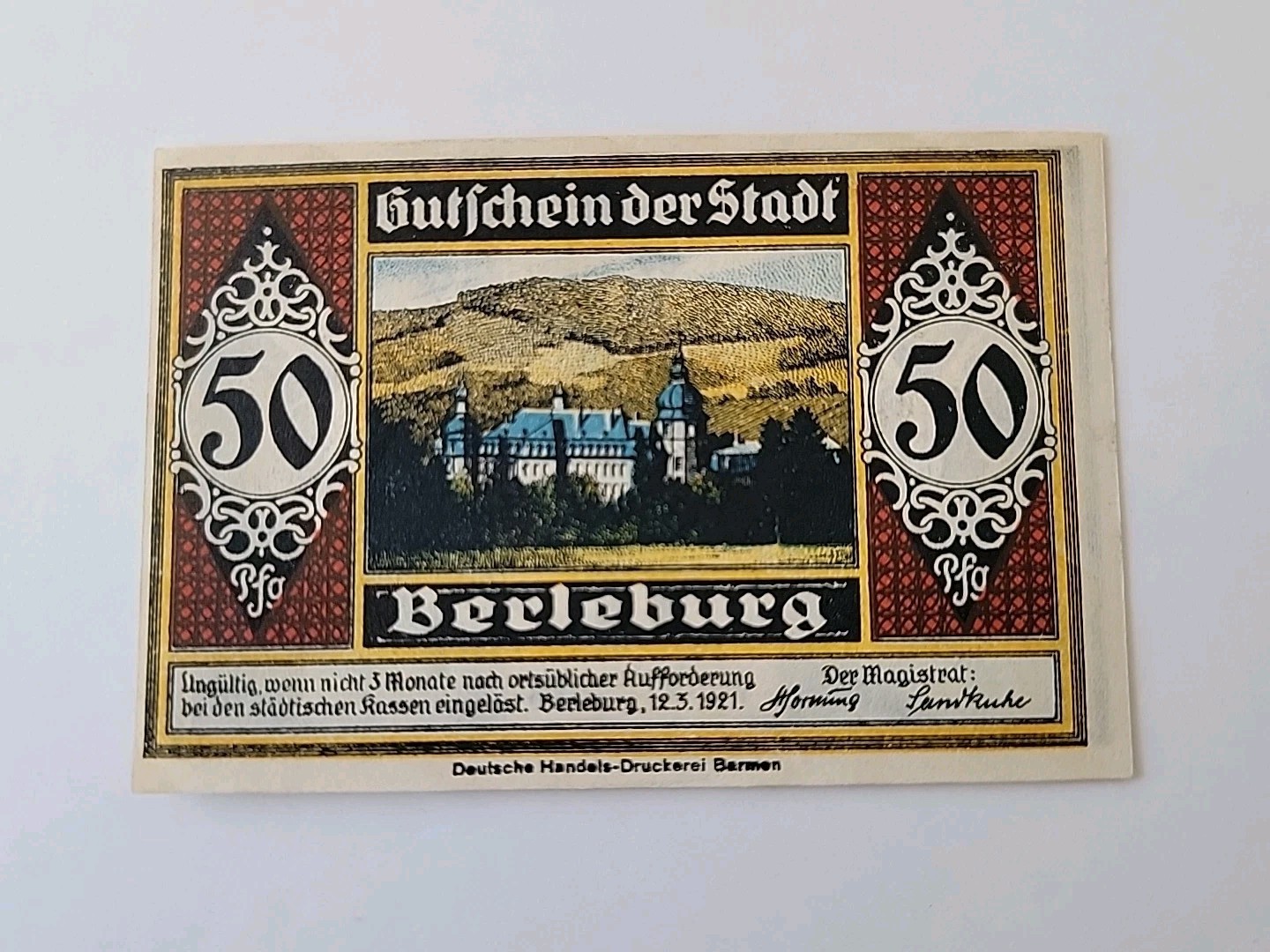 Banknote, Germany, Berleburg, 50 Pfennig, château, 1921, UNC (118)