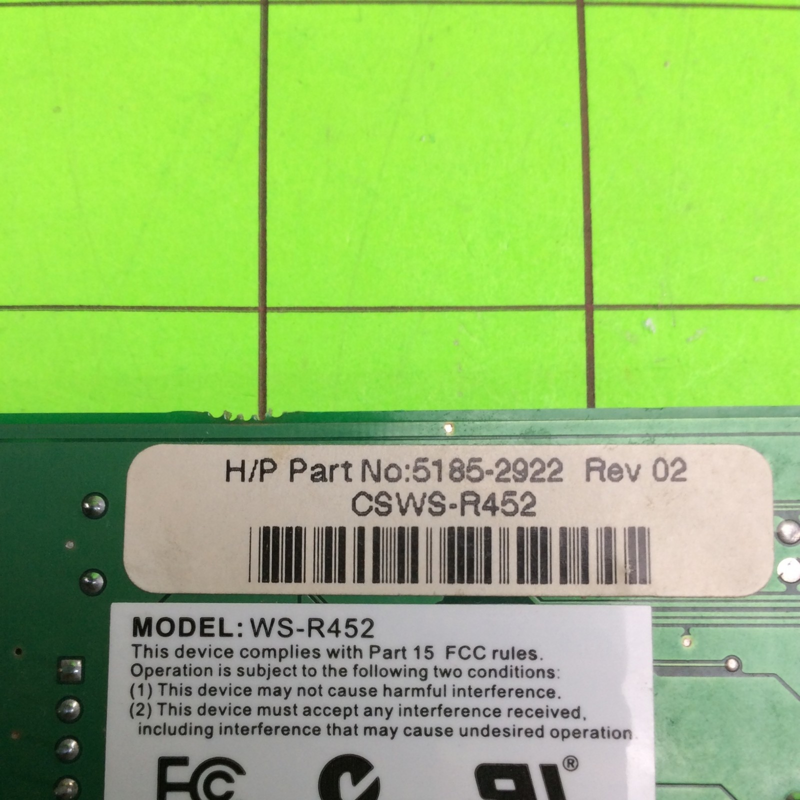Desktop Computer CSWS-R452 5185-2922 PL3400039001 Network Card