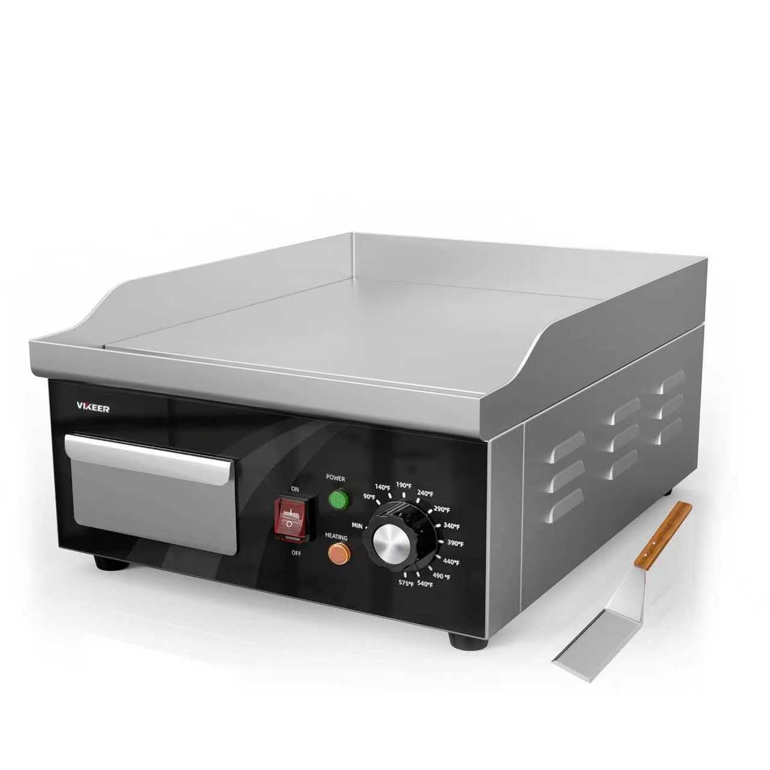 Electric Griddle, 14 Inch Flat Top Grill Commercial Electric Griddles Stainle...