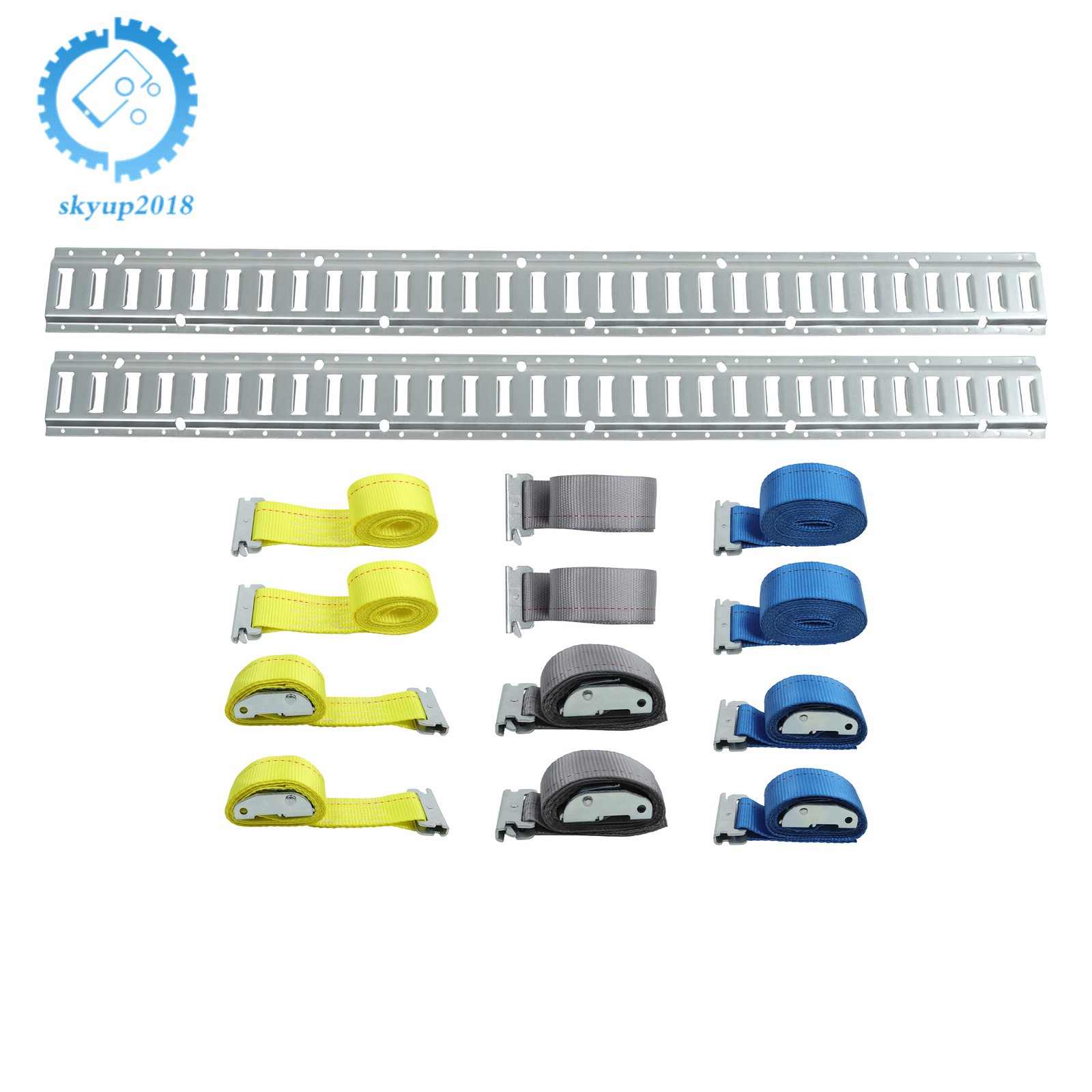 Silver 8 Pack 5 Foot E Track Rails, Zinc Plated Steel For Cargo Trailer Tie Down