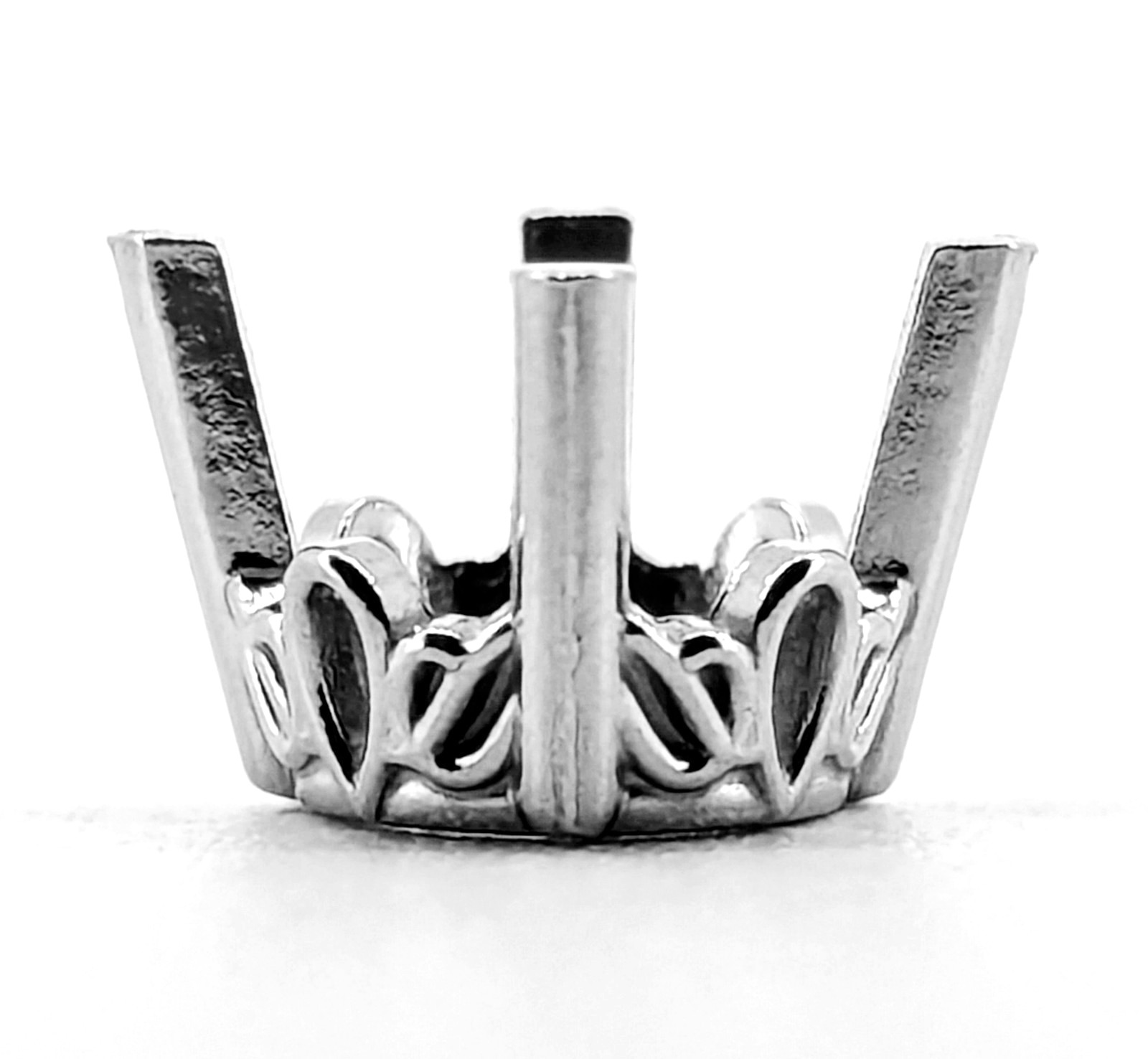 7mm 14K White Gold Round Basket Scroll Setting Mounting 4 Prong