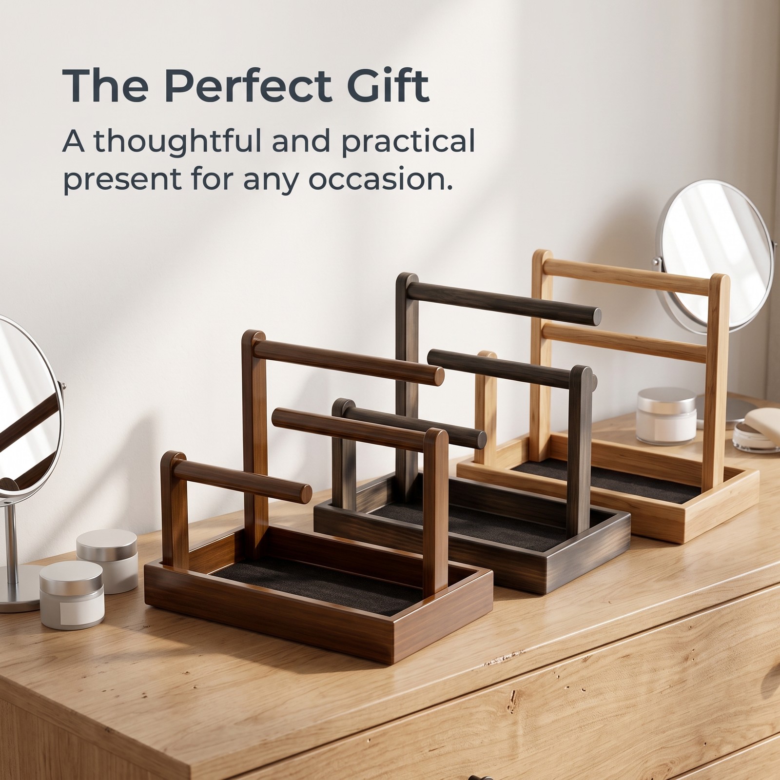 Wood Jewelry Holder for Desktop Display and Hair Accessories, for Small Items