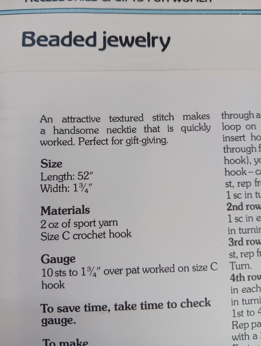 Berry Stitch Tie crochet PATTERN INSTRUCTIONS FREE SHIPPING