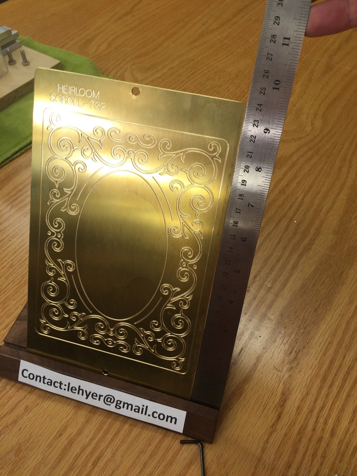 MASTER HEIRLOOM SCROLL WORK SOLID BRASS ENGRAVING PLATE FOR NEW HERMES FONT TRAY