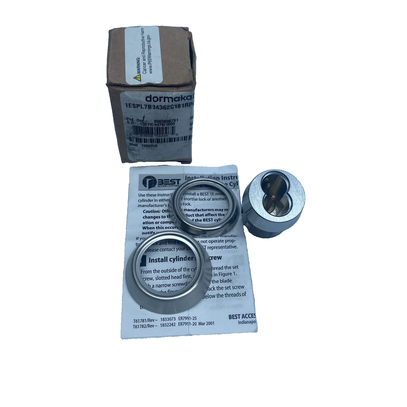 BEST 1ESPL7B34362C181RP626  1E MORTISE CYLINDERS ( WITH 2 COLLARS)