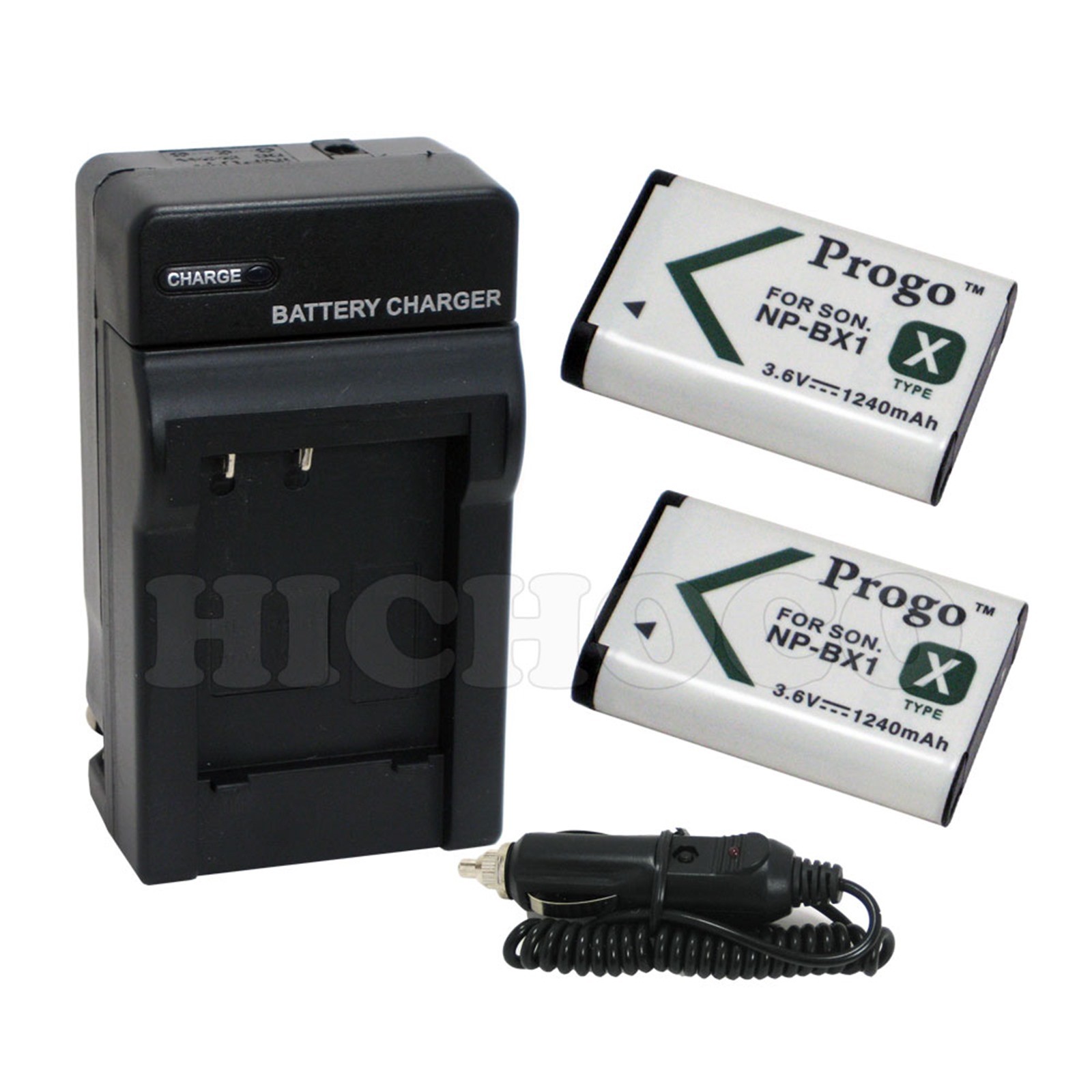 Progo 2 (Two)  Battery & Rapid AC/Car Charger Kit for Sony NP-BX1, DSC-RX100