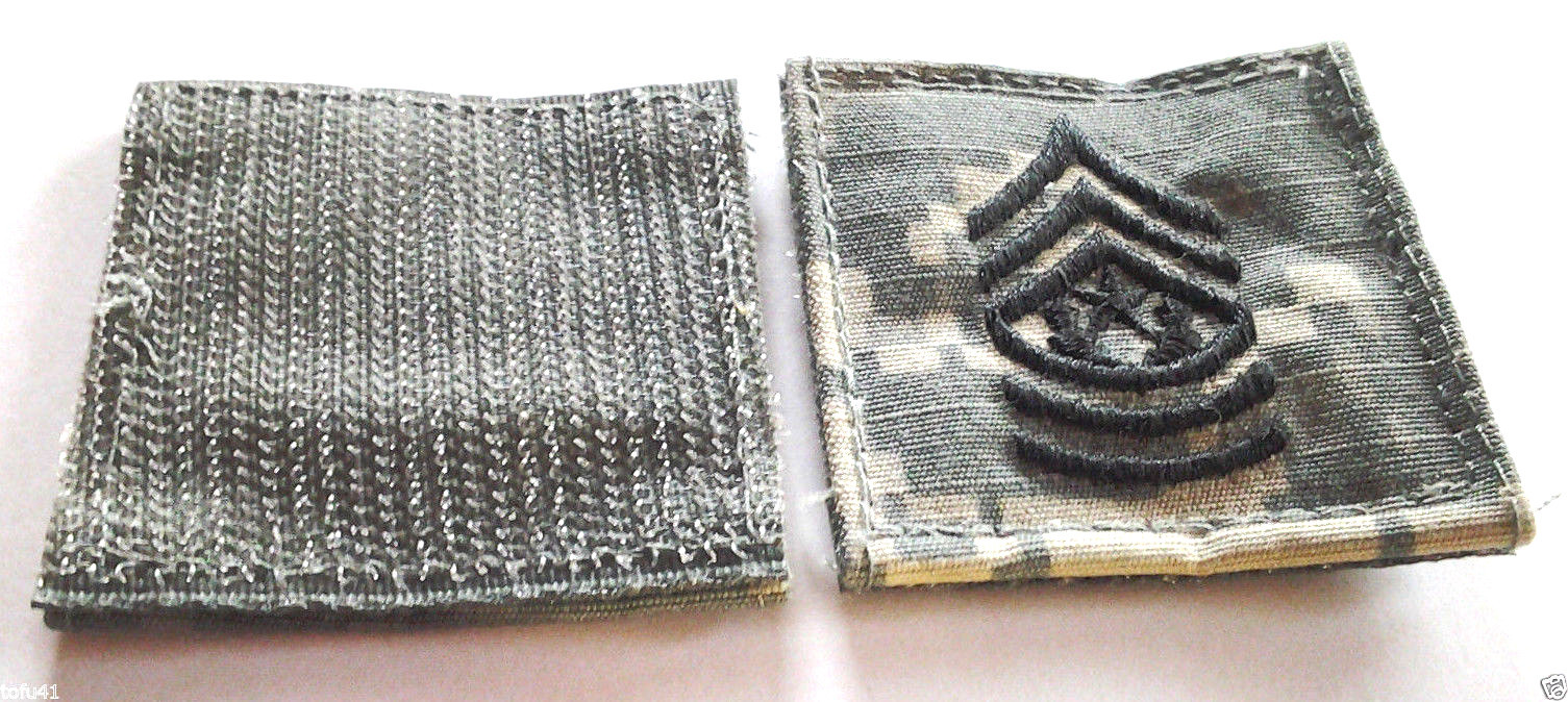 1 PAIR U.S ARMY COMMAND SERGEANT MAJOR RANK TABS ACU WITH HOOK BACK 100604 HO