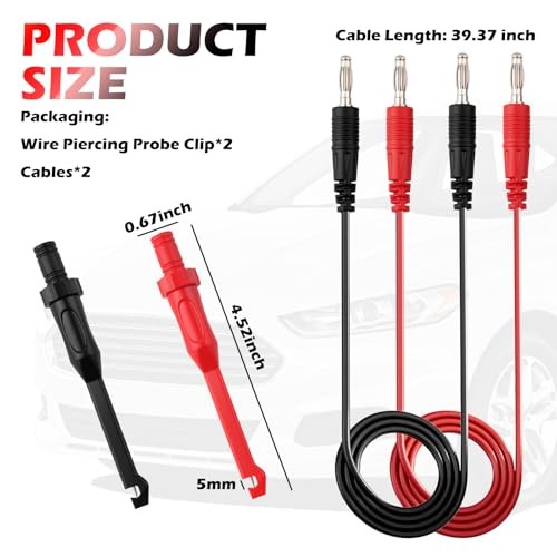 2PCS Multimeter Test Lead Back Probe Kit Automotive,Wire Piercing Probe Clip