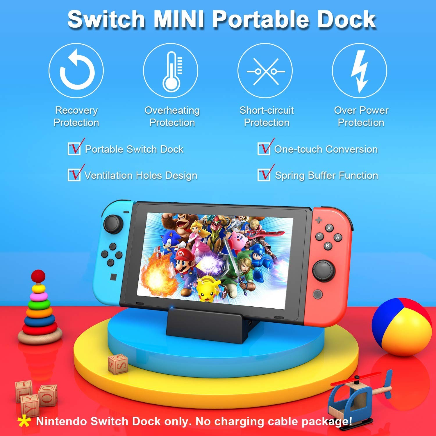 Docking Station for Nintendo Switch/Switch OLED, Charging TV Dock, with USB 3.0